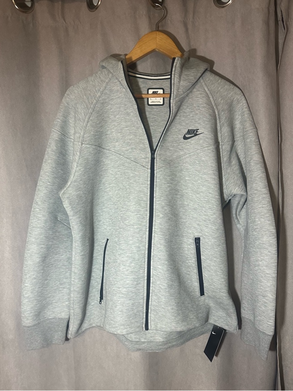 New Nike Tech Fleece Full Zip Windrunner Hoodie Dark Grey Heather Women Size XL